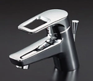 洗面所用シングル混合水栓 湯側角度規制付(台付き1穴)