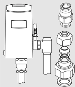 (リクシル)シャワートイレフラッシュバルブ用アダプター止水栓分岐タイプ(パブリック向け)