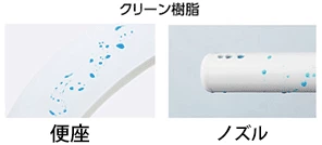 防汚性の高いクリーン樹脂の便座とノズル