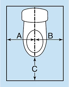 トイレ内の寸法図