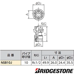 NSB10J プッシュマスター たて型水栓ジョイントボックス専用継手