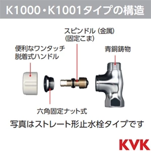 K1001P4 KVK ストレート形止水栓 ナットなし