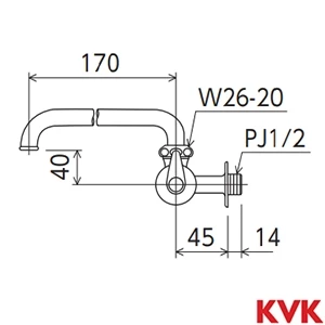 K10E KVK 横形自在水栓 節水チップ内蔵型