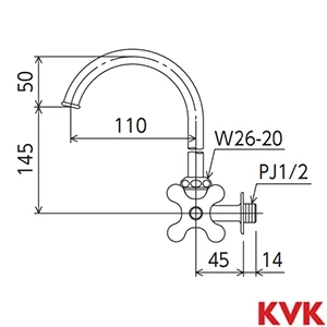 K10SSC KVK 横形自在水栓 レトロピアンハンドル付