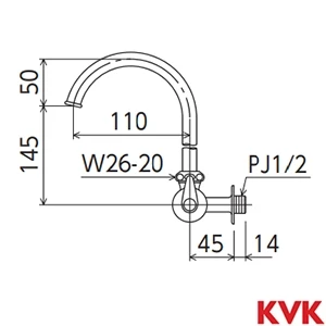 K10SSE KVK 横形自在水栓 節水チップ内蔵型