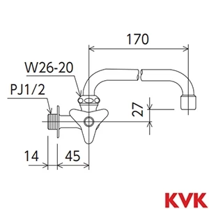 K10VLF KVK 泡沫横形自在水栓 左ハンドル