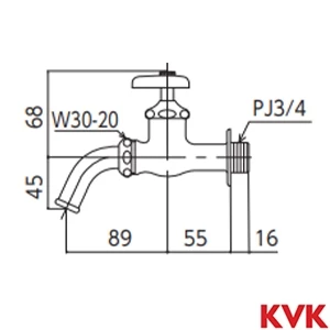 K11-20 KVK 吐水口回転形水栓20 青ビス付