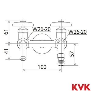K112SPJ KVK 屋外ホース接続ノズル付二口水栓