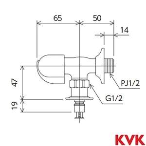 K115CP2 KVK 洗濯機用水栓 とめるゾウ付 緊急止水機能付