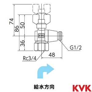 K149 KVK 逆止弁付ボールバルブ20×13 めねじ×おねじ