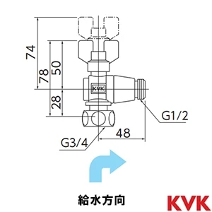 K151 KVK 逆止弁付ボールバルブ20×13 ナット型×おねじ