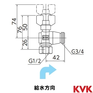 K152 KVK 逆止弁付ボールバルブ13×20 ナット型×おねじ