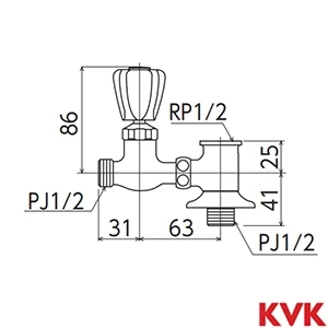 K19SU4 KVK 分岐水栓 ユニオンナットなし
