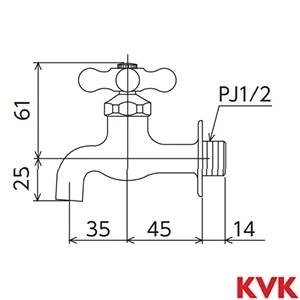 K1C KVK 横水栓 レトロピアンハンドル付