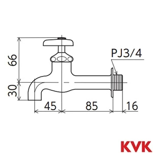 K2-20 KVK 胴長横水栓20