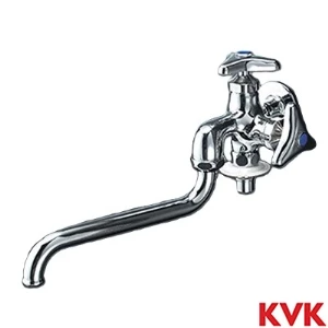 K21BNJ KVK 二口自在水栓 ツバ付ワンタッチニップル付
