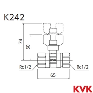 K242 KVK 耐熱ボールバルブRc1/2めねじ×Rc1/2めねじ