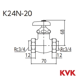 K24N-20 KVK B形鉄管用短胴甲止水栓20