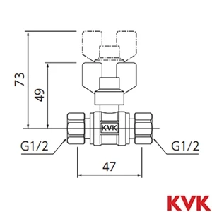 K256 KVK 耐熱ボールバルブG1/2ナット×G1/2ナット