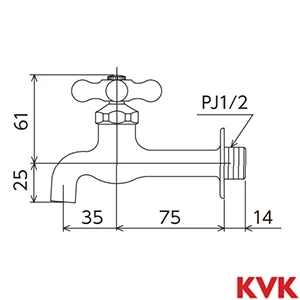 K2C KVK 胴長横水栓 レトロピアンハンドル付