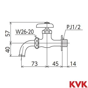 K34 KVK 吐水口回転形給水栓 肉厚万能ノズル付