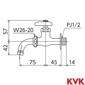 K34B KVK 吐水口回転形給水栓 ワンタッチノズル付