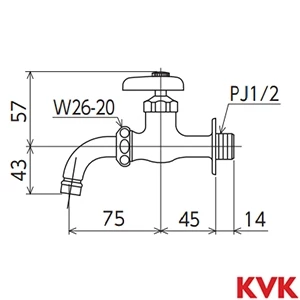 K34BJ KVK 吐水口回転形給水栓 ワンタッチノズル付