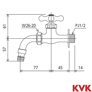 K34CSPJ KVK 屋外ホース接続ノズル付給水栓