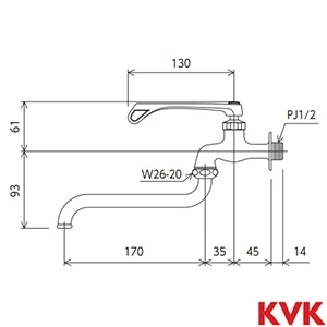K3LLT KVK 自在水栓 ワンタッチレバー仕様
