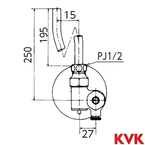 K6YWZ KVK アングル形止水栓ドライバー式 水抜き付