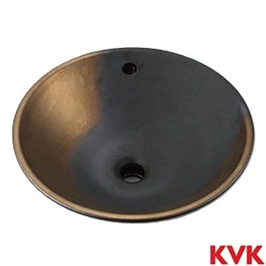 KV305F KVK 手洗鉢　黒金彩　オーバーフロー仕様