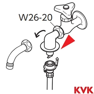 PZ787 KVK 緊急止水機能付回転ノズル W26-20 とめるゾウ付 緊急止水機能付