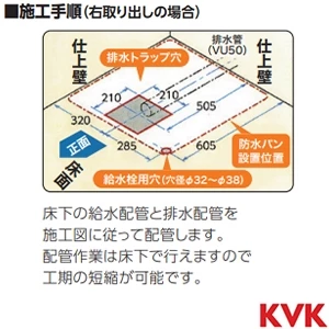 SC1390N-R KVK 水栓コンセント内蔵型防水パン 右仕様 逆止弁なし
