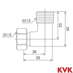 ZS506 片ナットエルボ 長 メッキあり
