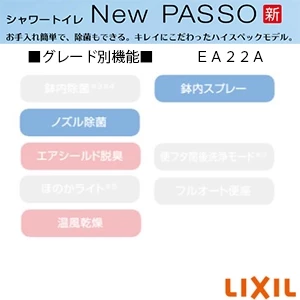 LIXIL(リクシル) CW-EA22AQC LIXIL(リクシル) シャワートイレ パッソ(New PASSO) EA22Aグレード[瞬間式][壁リモコン][フルオートリモコン式 アメージュ便器用]