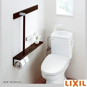 NKF-6WU2L LP 後付トイレ棚手すり付2連紙巻器