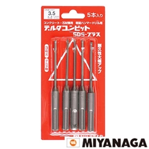 DLSDS34P5 ミヤナガ デルタゴンビット SDSプラス デルタ軸 5本パック 3.4mmX全長116㎜