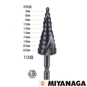 HSJD422 ミヤナガ ハイスステップドリル 4mm-22mm 六角軸