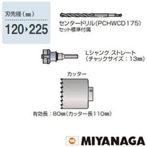 PCEW120 ミヤナガ 塩ビ管用コア/ポリ セット 120