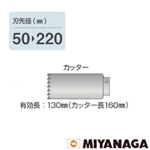 PCSW130C ミヤナガ 振動用 Sコア/ポリ カッター 130X130