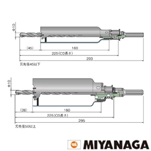 PCSW50C ミヤナガ 振動用 Sコア/ポリ カッター 50X130