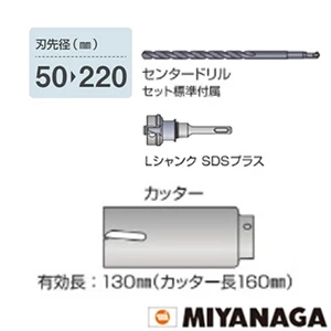PCWS130R ミヤナガ ウッディングコアドリル 刃径130mm セット SDSプラスシャンク
