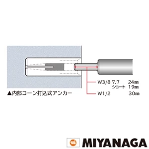 SB38050S ミヤナガ SDS アンカ－打込棒 3/8X500 ショート