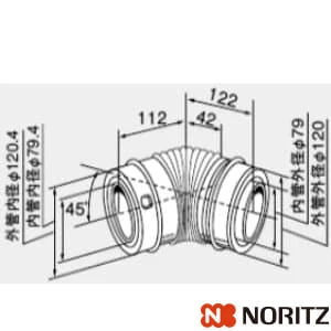 0704819 φ120 45°エルボ1本入