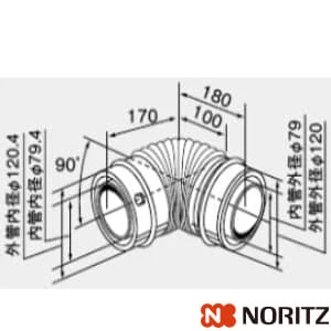 0704820 φ120 90°エルボ1本入