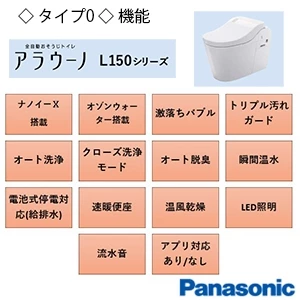 XCH1500R**BK パナソニック アラウーノL150シリーズ タイプ0[タンクレストイレ][排水芯:床 305-470mm]