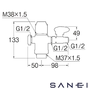 B98-AU3A SANEI(サンエイ) シングル混合栓用分岐アダプター