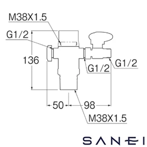 B98-AU6 SANEI(サンエイ) シングル混合栓用分岐アダプター