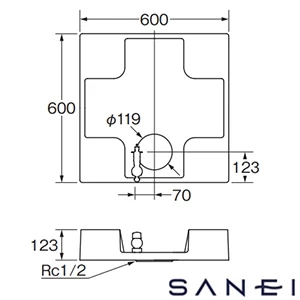 H5410S6-W-600 SANEI(サンエイ) 洗濯機パン（洗濯機用水栓付）