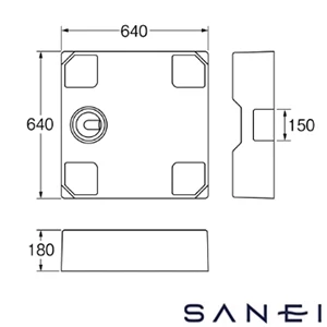 H546-W-640 SANEI(サンエイ) 洗濯機パン（床上配管用）